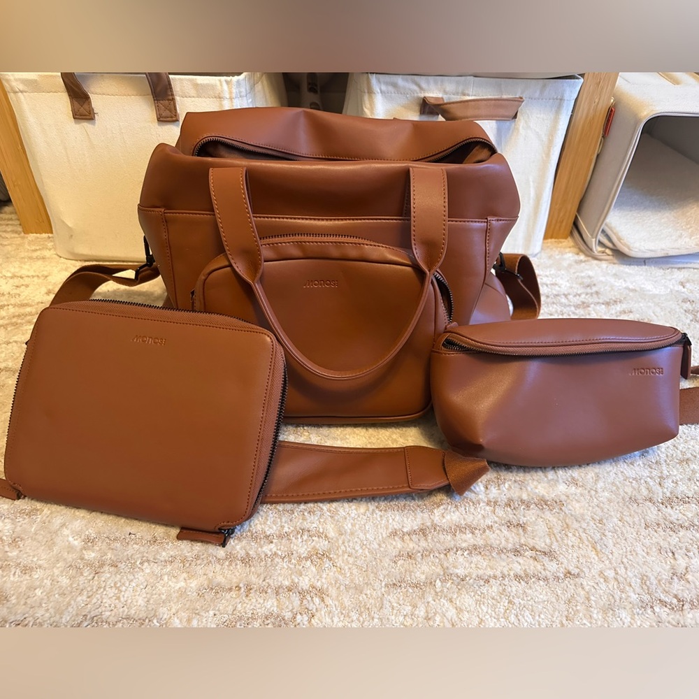 Monos Metro Duffle, Folio and Sling bundle - Mahogany Vegan Leather